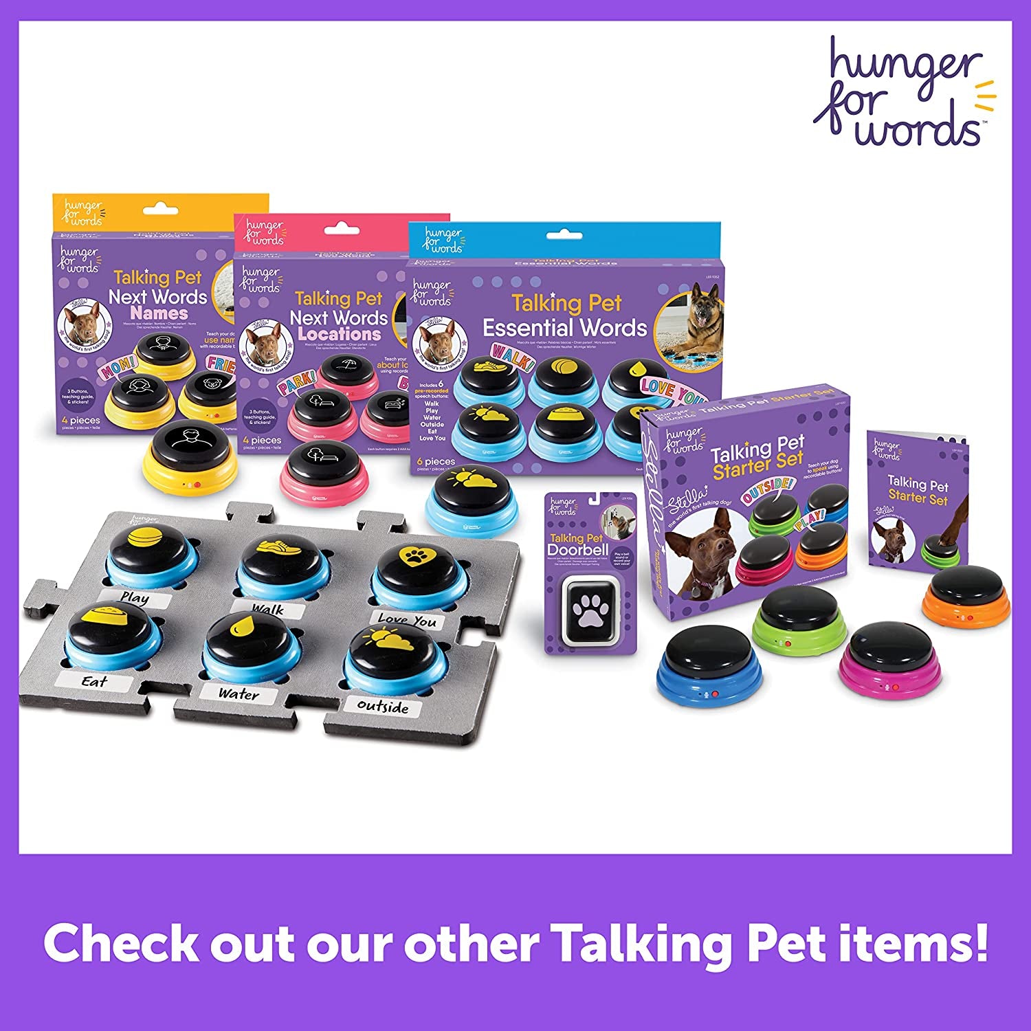 Hunger for Words Talking Pet Button Mat - Dog Button Mat, Dog Buttons for Communication, Puppy Training Tools, Learning Toys for Dogs and Cats, Pet Talk Communication Board, Buttons Not Included