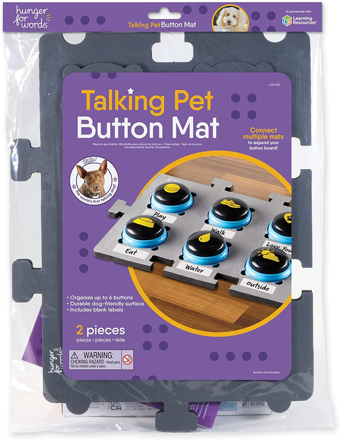 Hunger for Words Talking Pet Button Mat - Dog Button Mat, Dog Buttons for Communication, Puppy Training Tools, Learning Toys for Dogs and Cats, Pet Talk Communication Board, Buttons Not Included