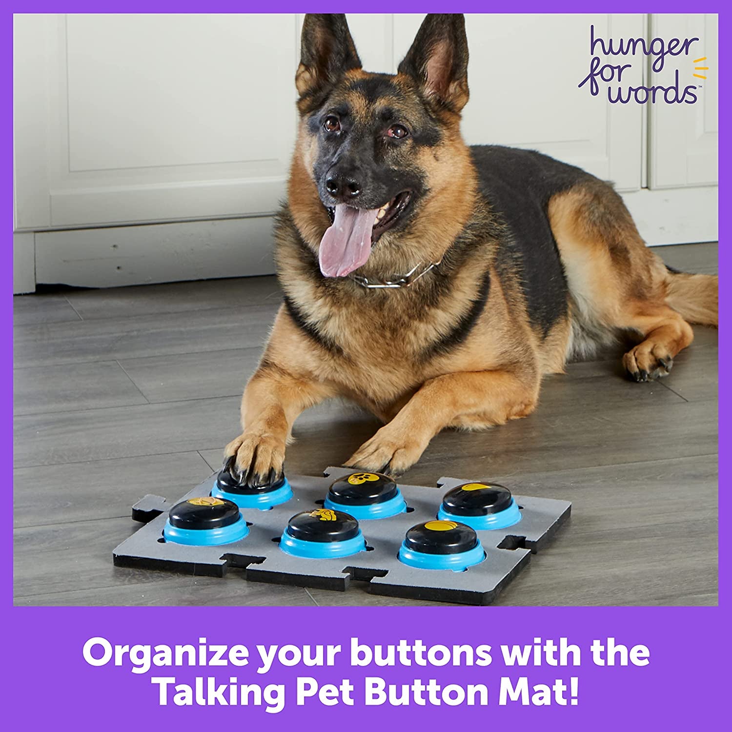 Hunger for Words Talking Pet Button Mat - Dog Button Mat, Dog Buttons for Communication, Puppy Training Tools, Learning Toys for Dogs and Cats, Pet Talk Communication Board, Buttons Not Included