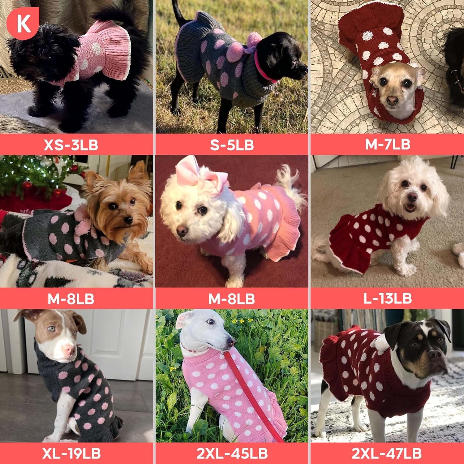Dog Sweater Dress for Small Dogs Turtleneck Thick Knit Pullover | Leash Hole for Walks, Stretchy Fit, Lightweight & Warm, Cute Pom-Pom Accent, Cozy Knit Comfort, Gentle on Sensitive Skin