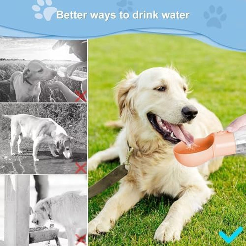 Dog Water Bottle, Widen Sink Portable Dogs Water Dispenser, Orange, 17Oz | Large Capacity, Leak Proof, Easy to Carry, Outdoor Drink Bottles for Cat, Puppy, Pet Essential for Travel, Walking, Hiking