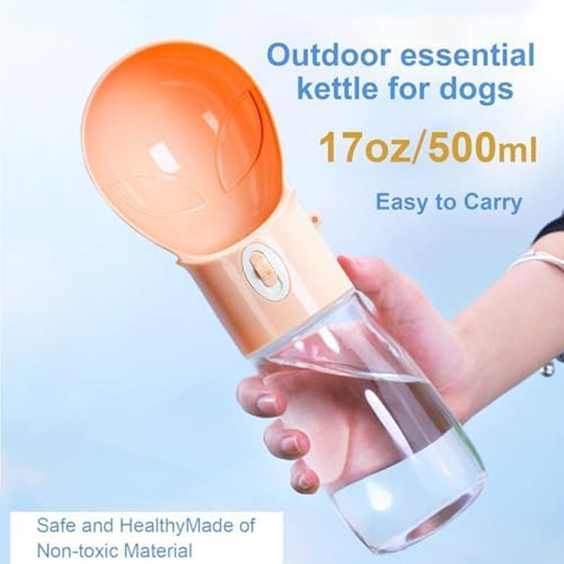 Dog Water Bottle, Widen Sink Portable Dogs Water Dispenser, Orange, 17Oz | Large Capacity, Leak Proof, Easy to Carry, Outdoor Drink Bottles for Cat, Puppy, Pet Essential for Travel, Walking, Hiking