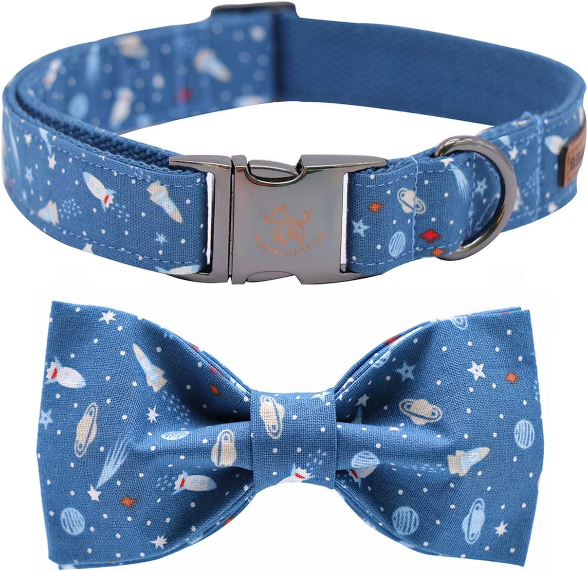 Dog Collar with Bow, Cotton & Webbing Boy Bow Dog Collar X-Large | Pet Collar with Bow, Male Pet Collar for Large Dogs, Soft Cotton, Sturdy Metal Buckle, Ideal for Birthday, Neck 16-26In